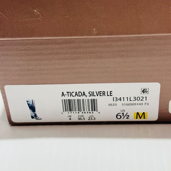 Franco Sarto Ticada Women's US 6.5M Knee High Boots Silver Leather NIB $260 - Picture 10 of 11